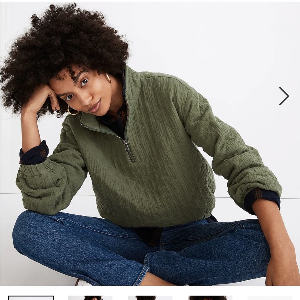 Madewell Diamond Jacquard Half Zip Pullover Top